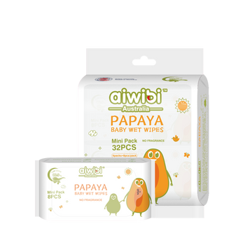 Aiwibi Pocket Portable Mini Care Baby Wipes Papaya 20Packs