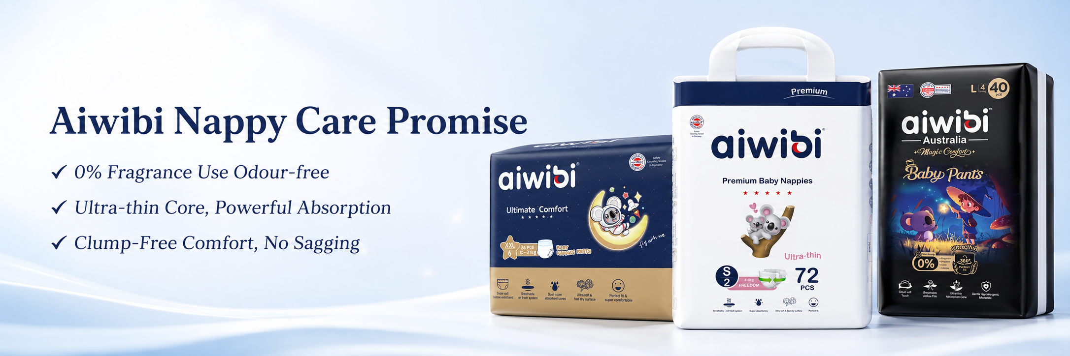Aiwibi Nappy Care Promise for fragrance-free, ultra-thin comfort