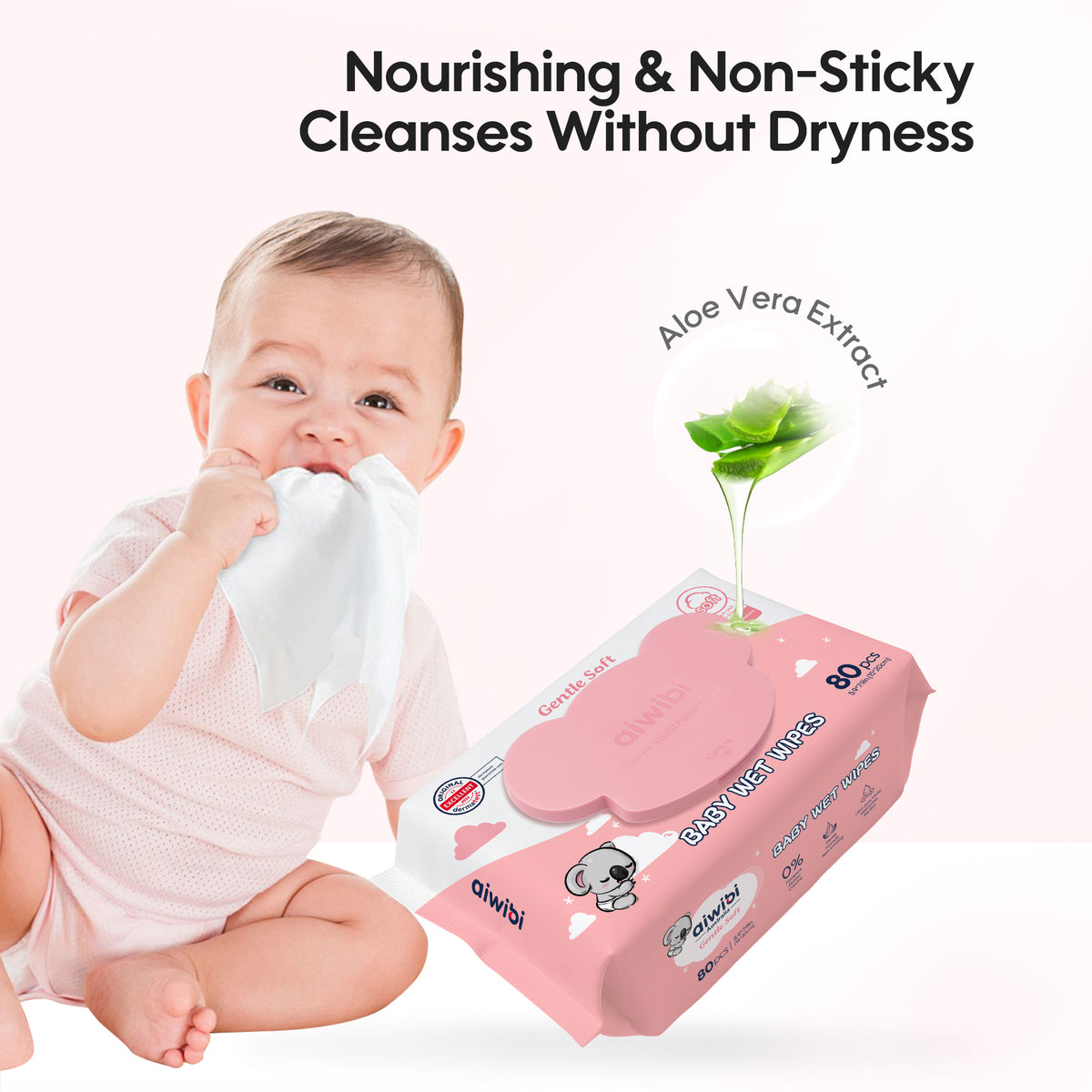 Gentle Soft Baby Wet Wipes Strawberry 12 Packs (960 Wipes)