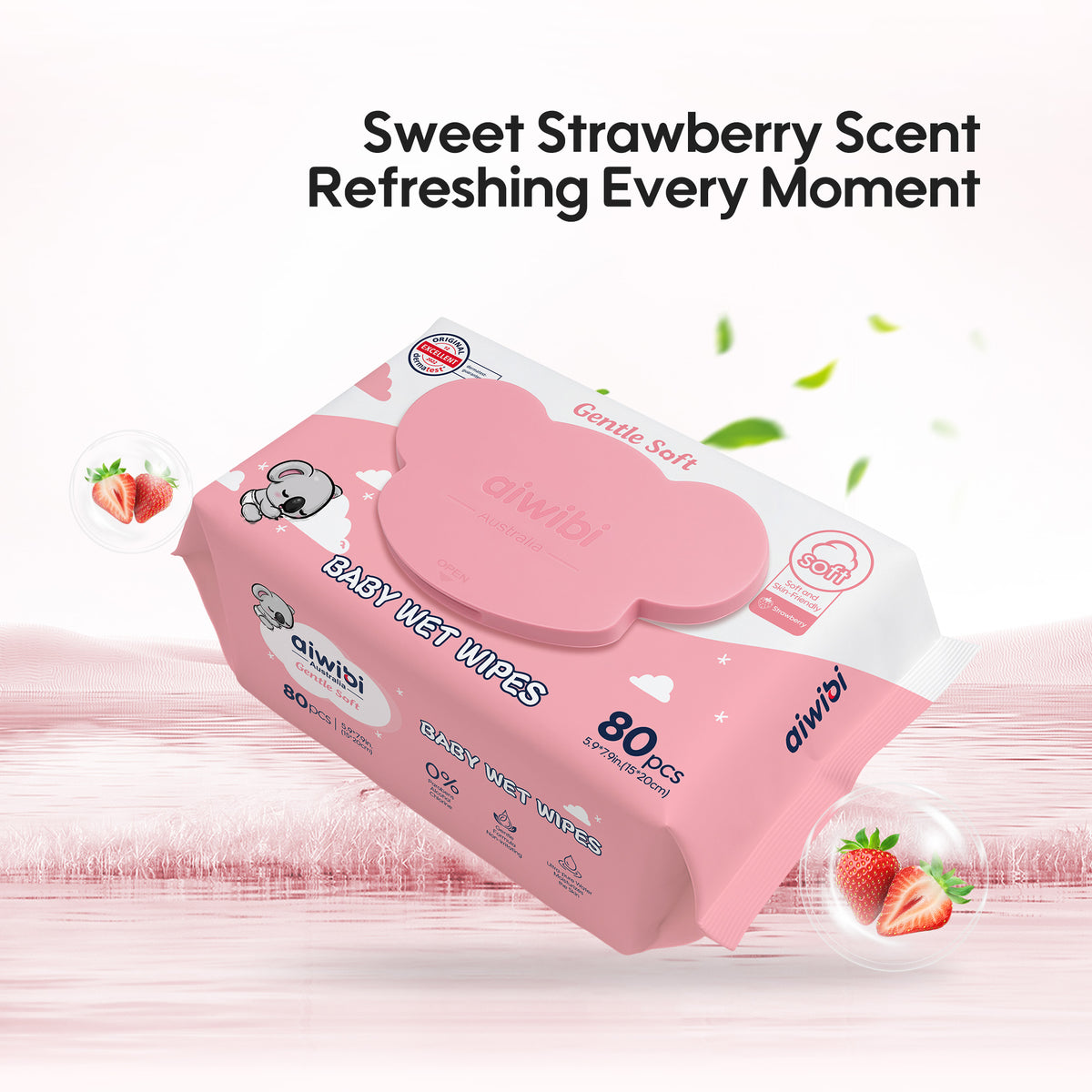 Gentle Soft Baby Wet Wipes Strawberry 12 Packs (960 Wipes)