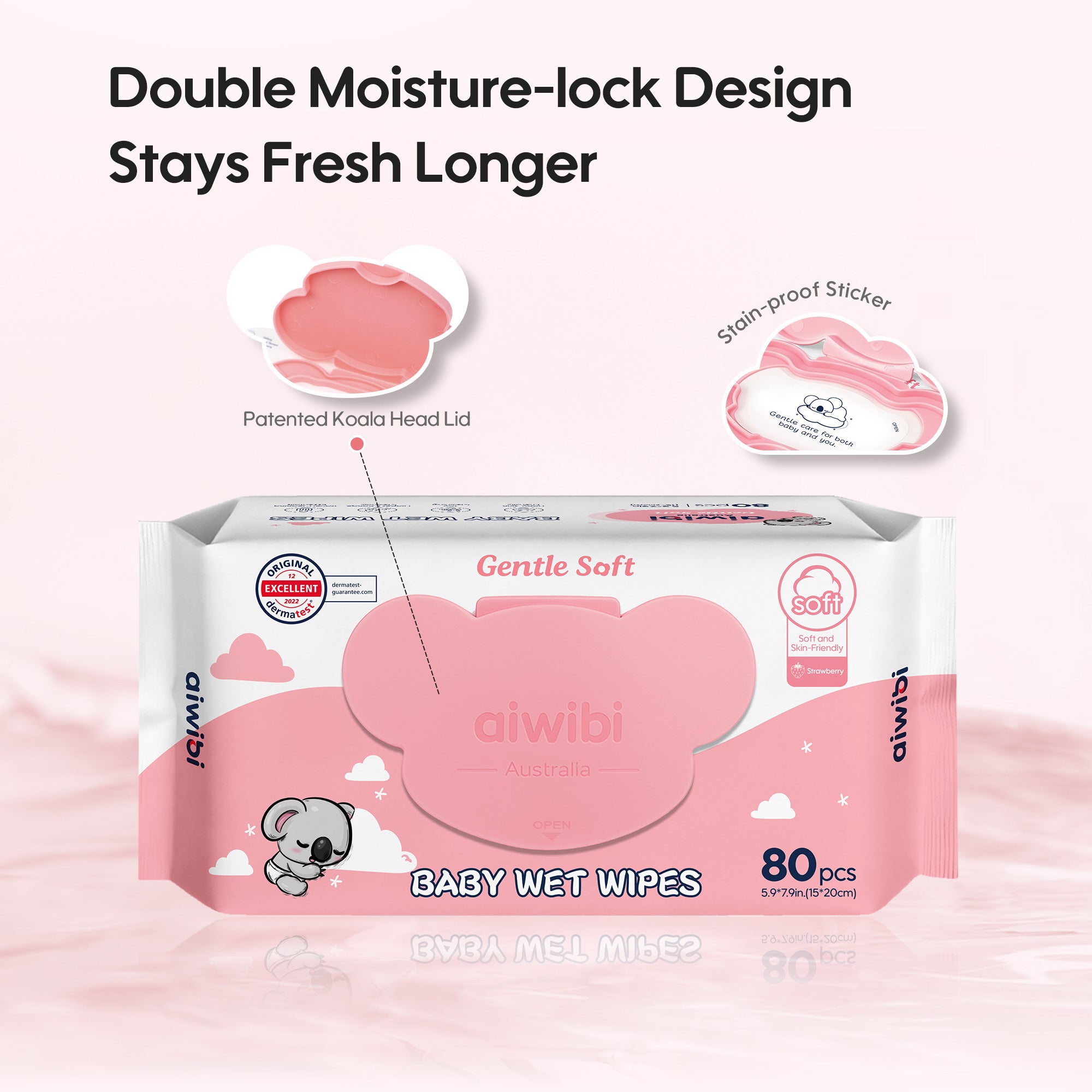 Gentle Soft Baby Wet Wipes Strawberry 12 Packs (960 Wipes)