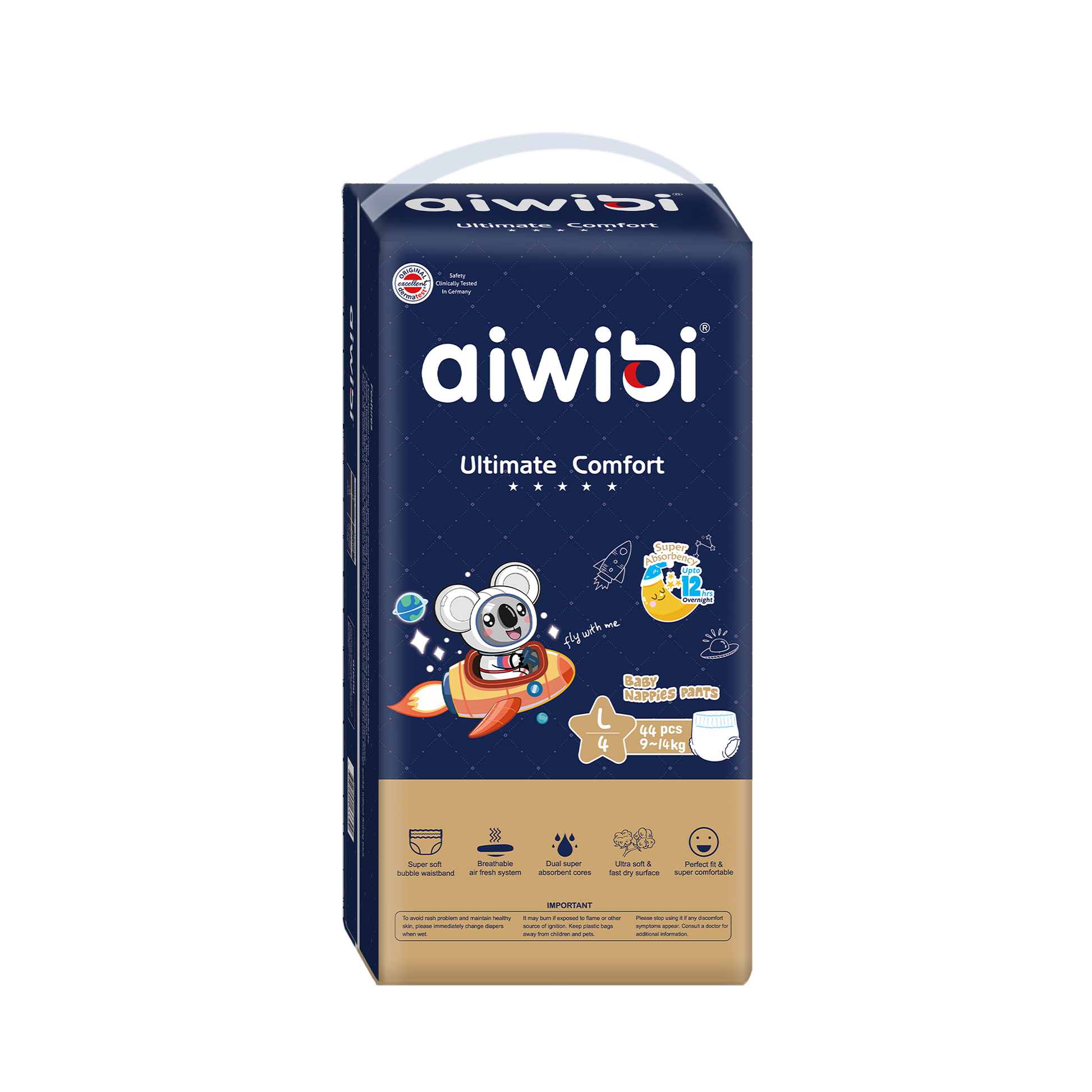 Aiwibi Ultimate Comfort Night Nappy Pants Size 4 (44 pieces per pack)