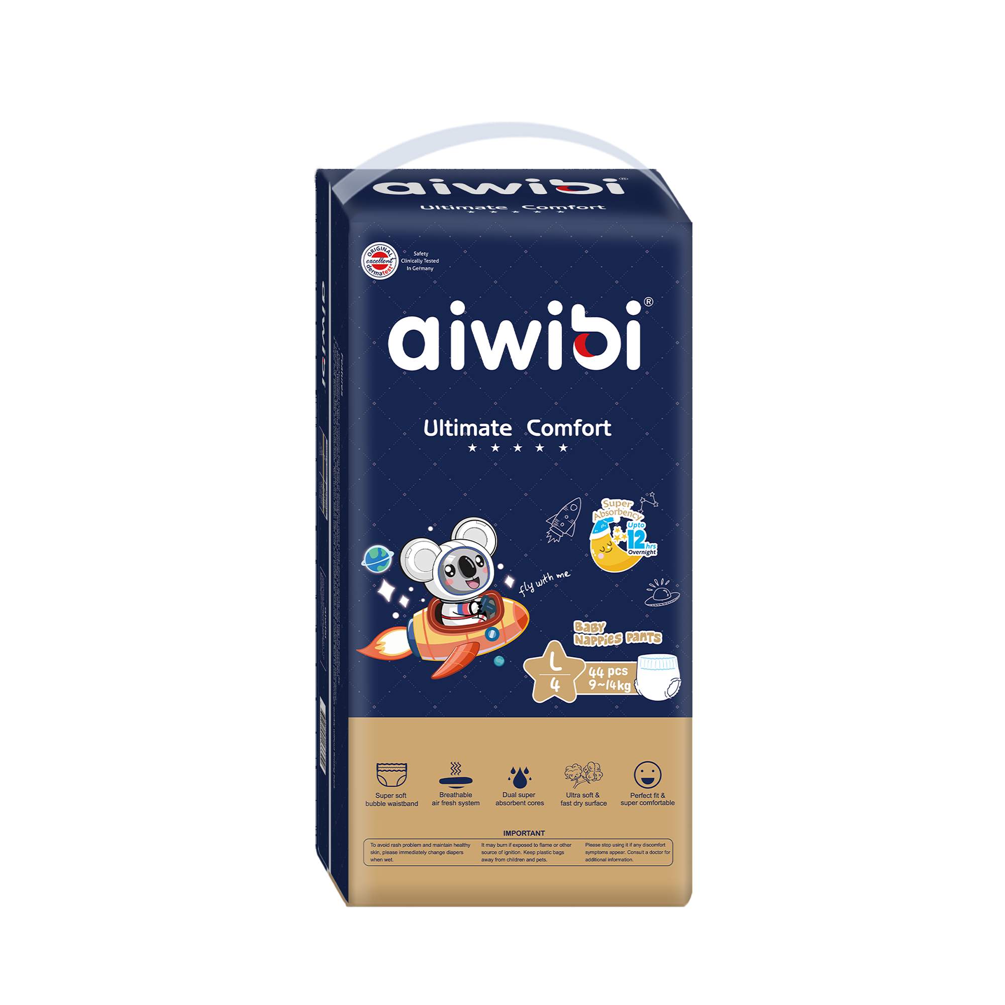 Aiwibi Ultimate Comfort Night Nappy Pants Size 4 (44 pieces per pack)