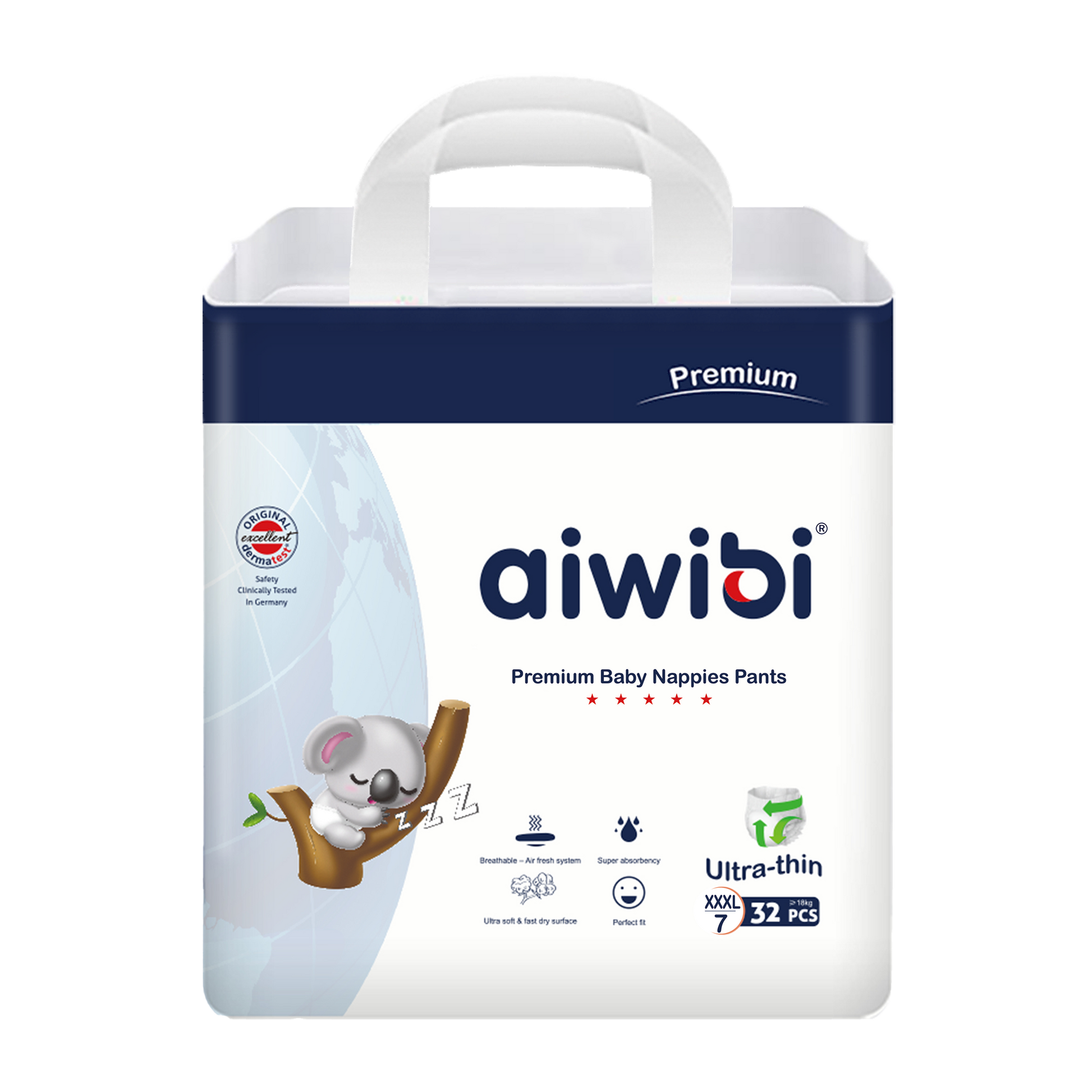 Aiwibi Royal Care Baby Nappy Pants Size 7, this pack contains 32 nappy pants.