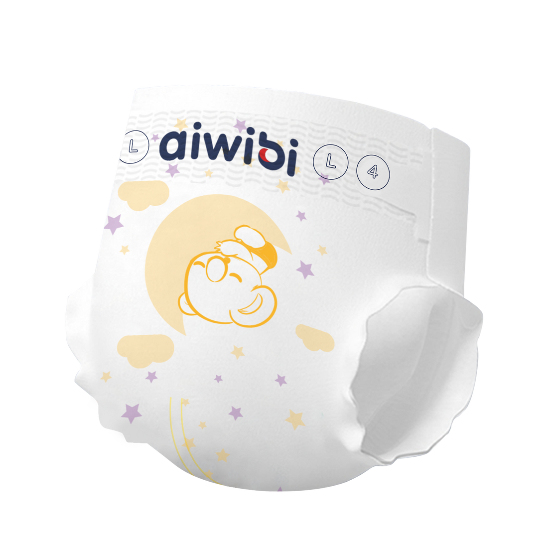 The photo shows a close-up of the Aiwibi Overnight Nappies Size 4.