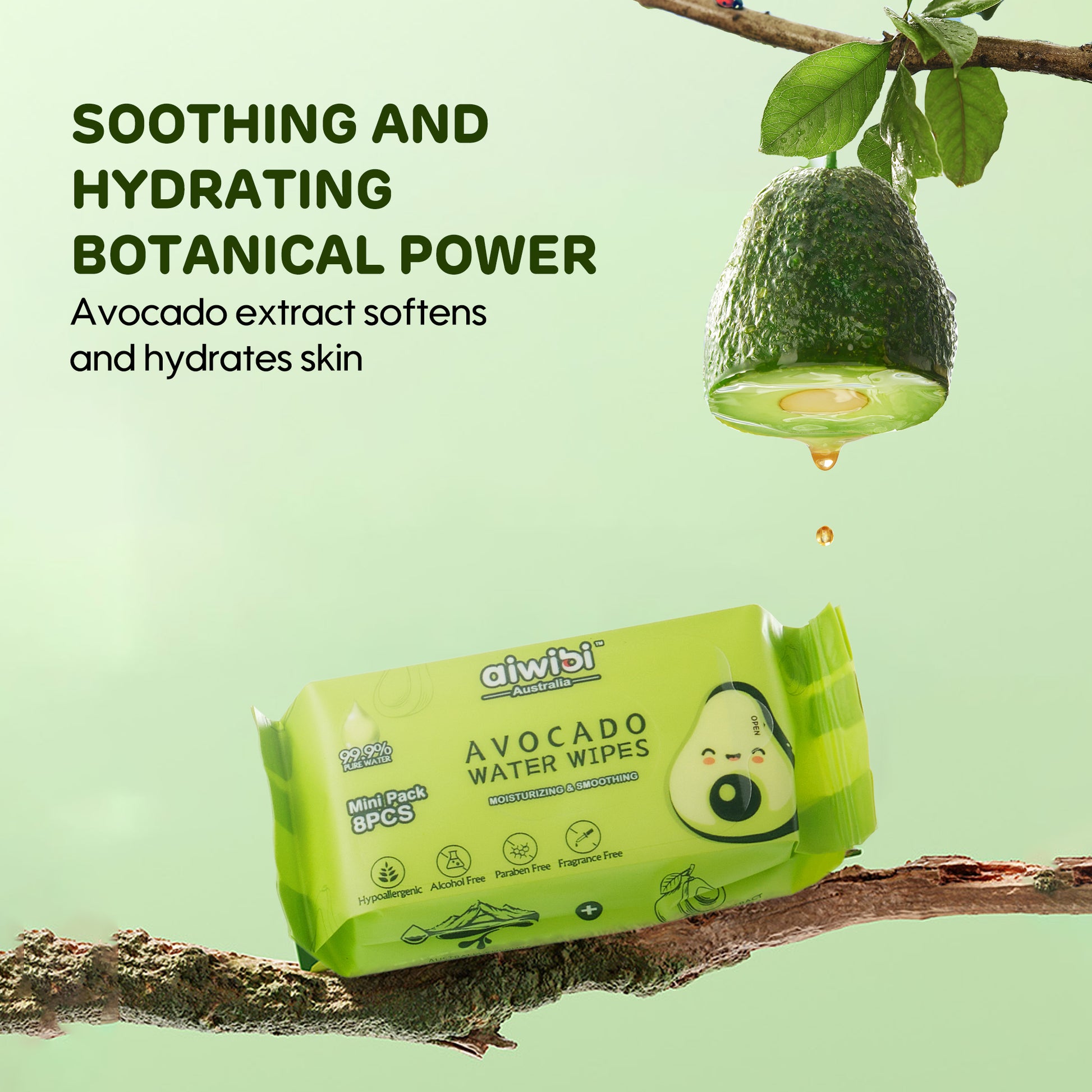 Aiwibi Mini Wipes (Avocado) can soothe and moisturize baby's skin