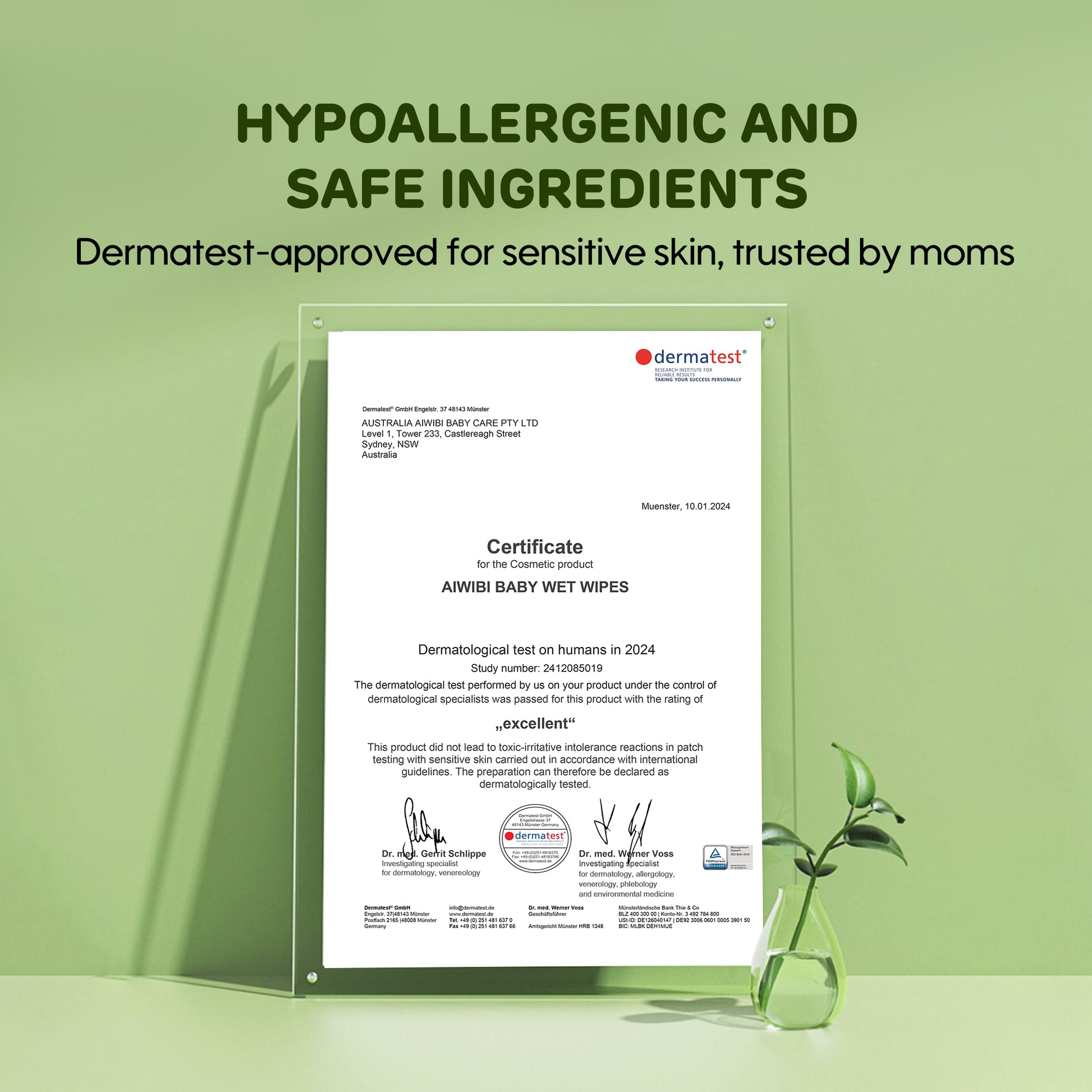 Aiwibi baby wet wipes passed the dermatest skin test.