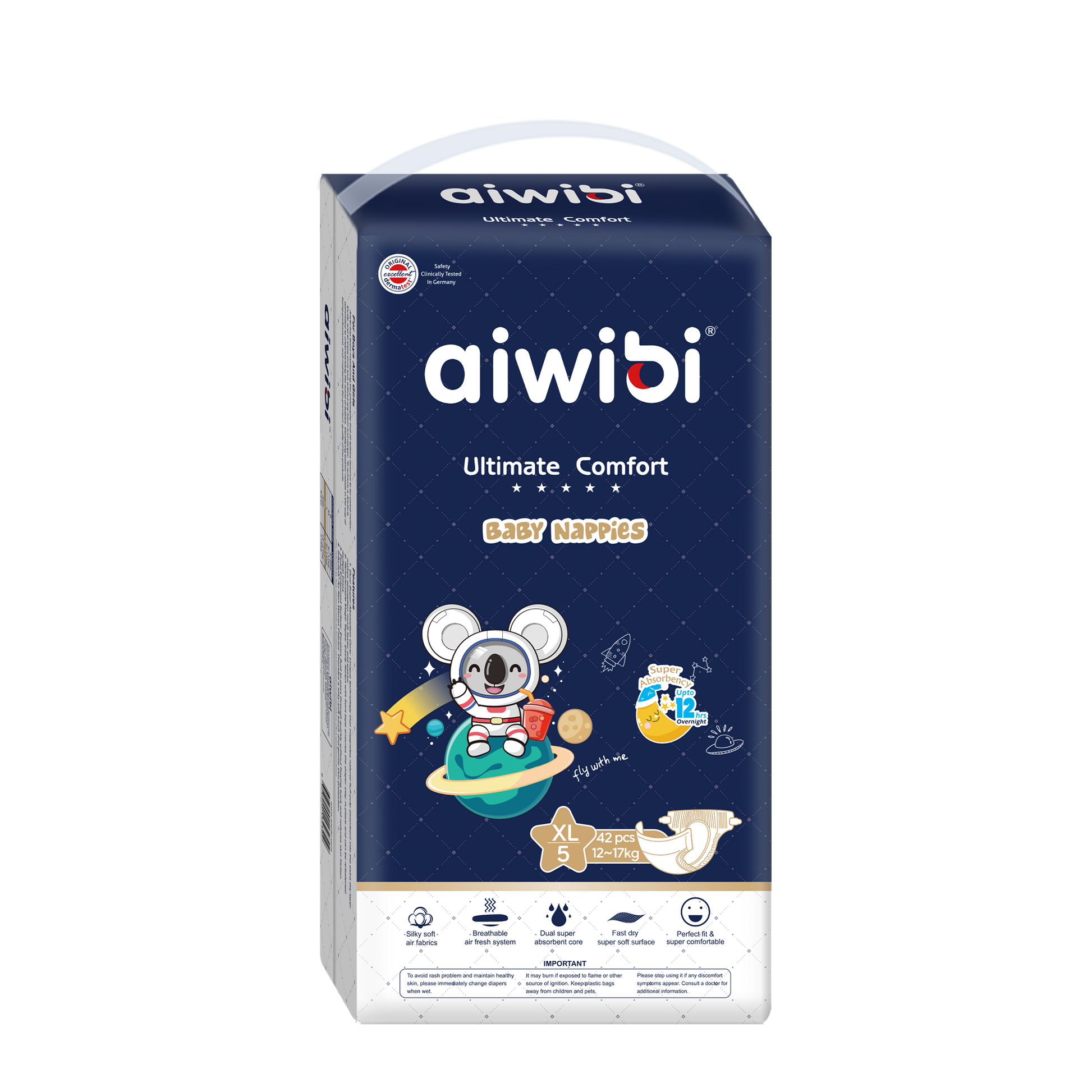 Aiwibi Ultimate Comfort Disposable Overnight Nappies Size 5 (42 pieces per pack