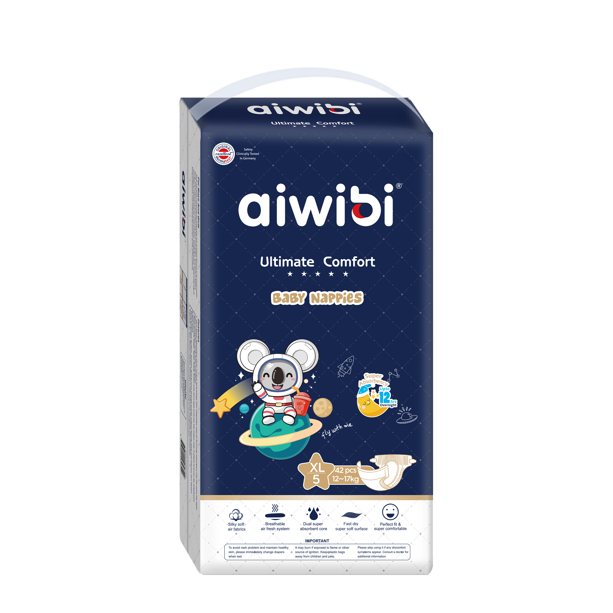 Aiwibi Ultimate Comfort Disposable Overnight Nappies Size 5 (42 pieces per pack