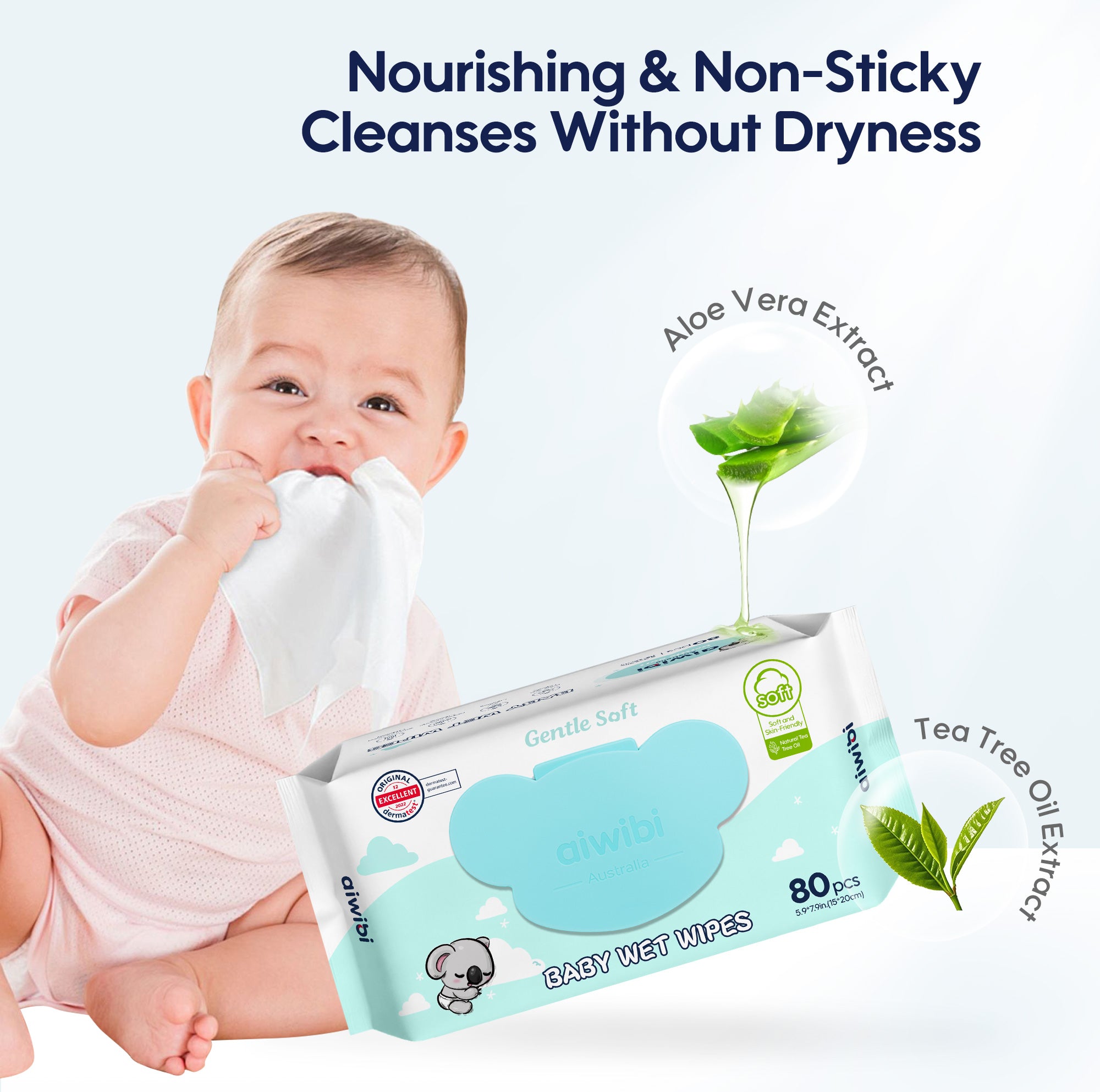 Gentle Soft  Baby Wet Wipes 80pcs 12 Bags