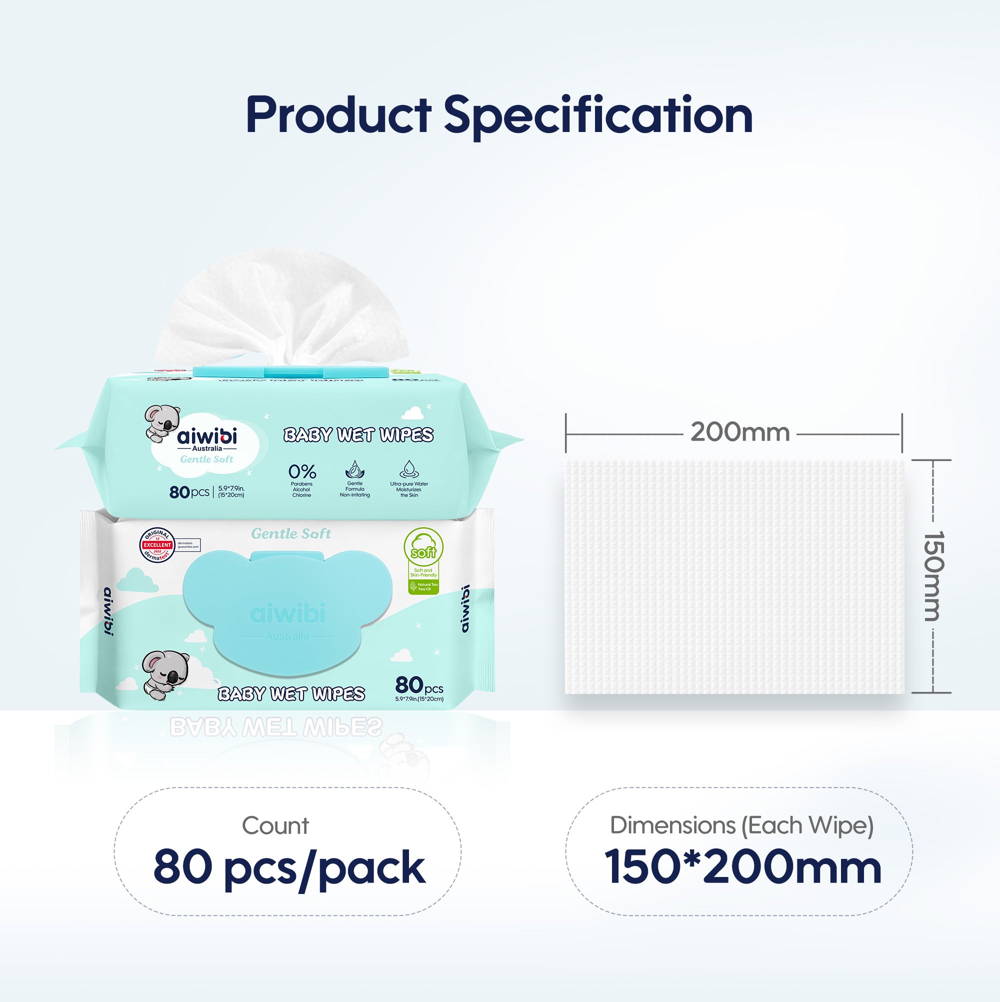 Gentle Soft  Baby Wet Wipes 80pcs 12 Bags
