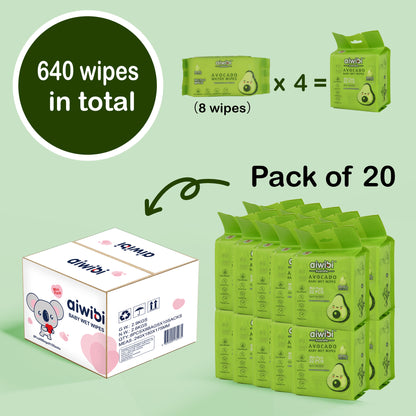 Pocket Portable Mini Care Baby Wipes Avocado 20Packs