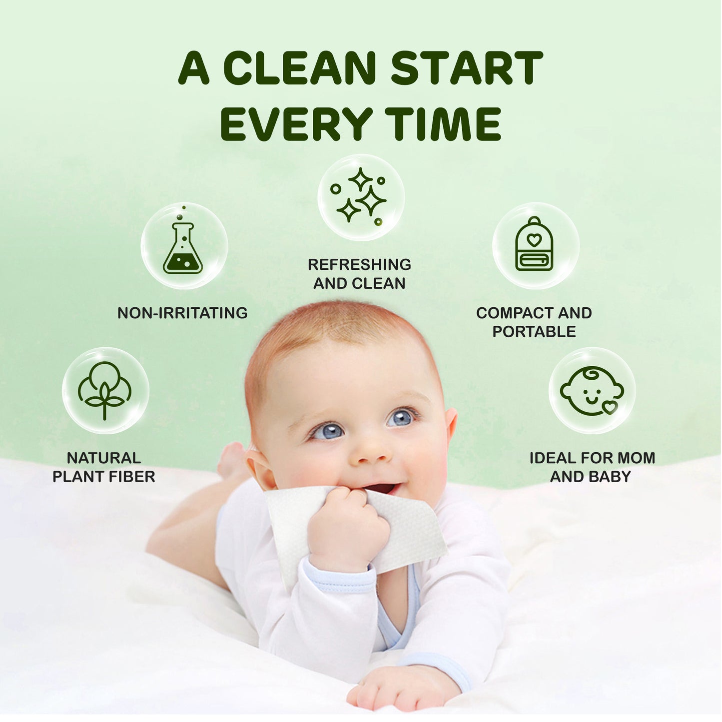 Pocket Portable Mini Care Baby Wipes Avocado 20Packs