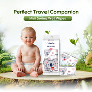 A set of ten individual packs of Aiwibi Pocket Portable Mini Care Baby Wipes.