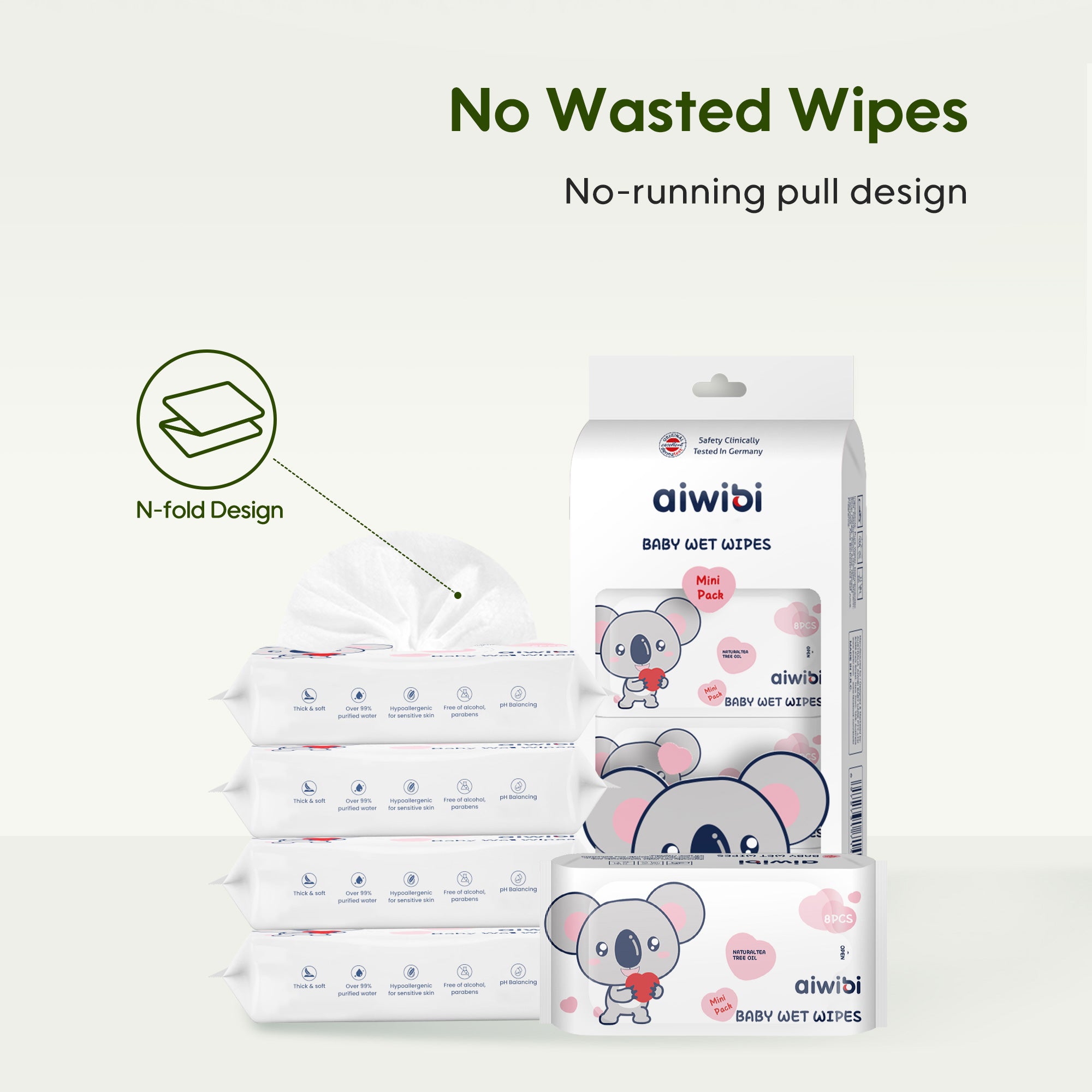 Aiwibi Pocket Portable Mini Care Baby Wipes: N-fold Design