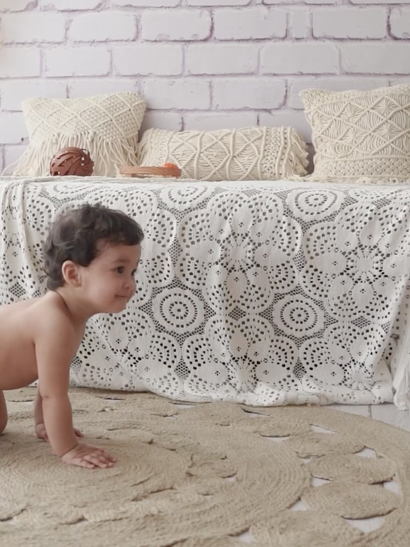 Video Shows Adorable Curly Boy Crawling in Nappy Pants.