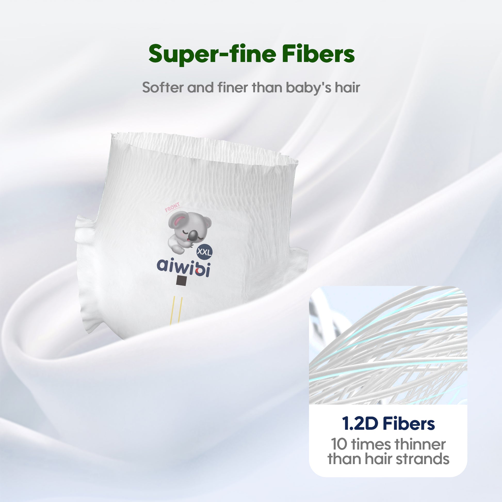 Aiwibi Royal Care Baby Nappy Pants made of 1.2D fiber, which is 10 times thinner than human hair, it is particularly so