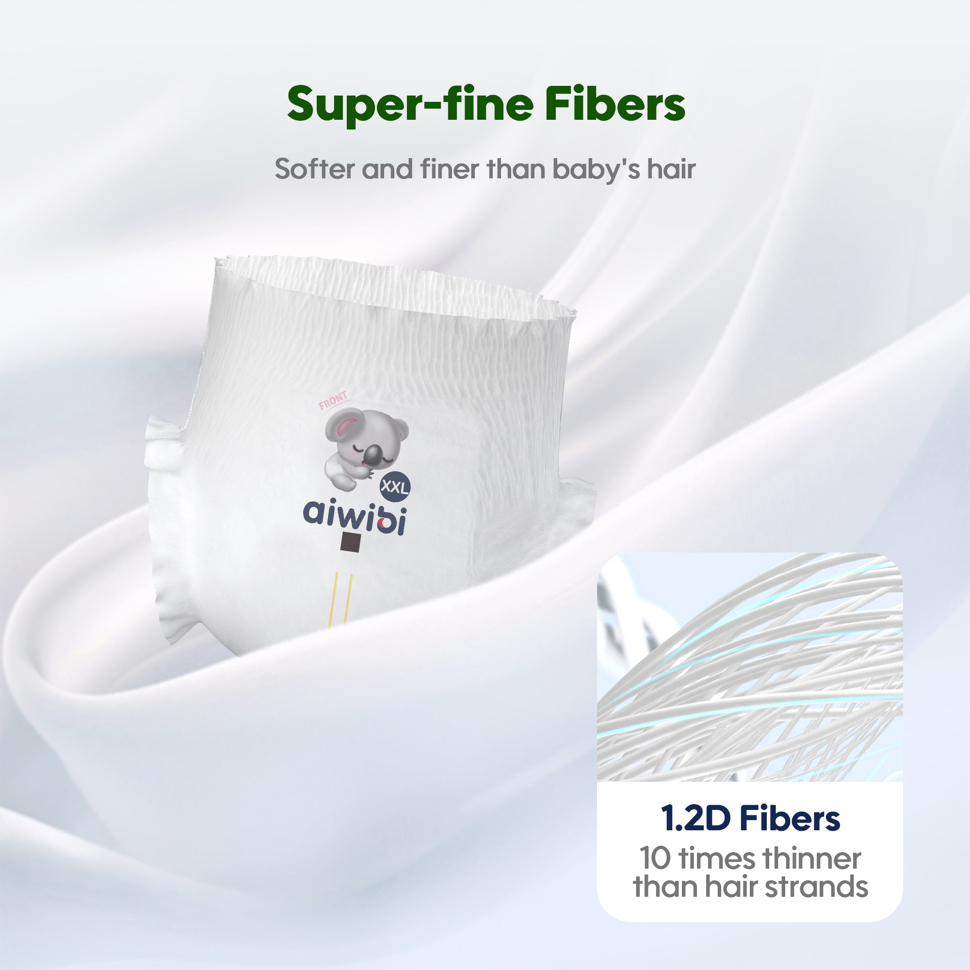Aiwibi Royal Care Baby Nappy Pants made of 1.2D fiber, which is 10 times thinner than human hair, it is particularly so