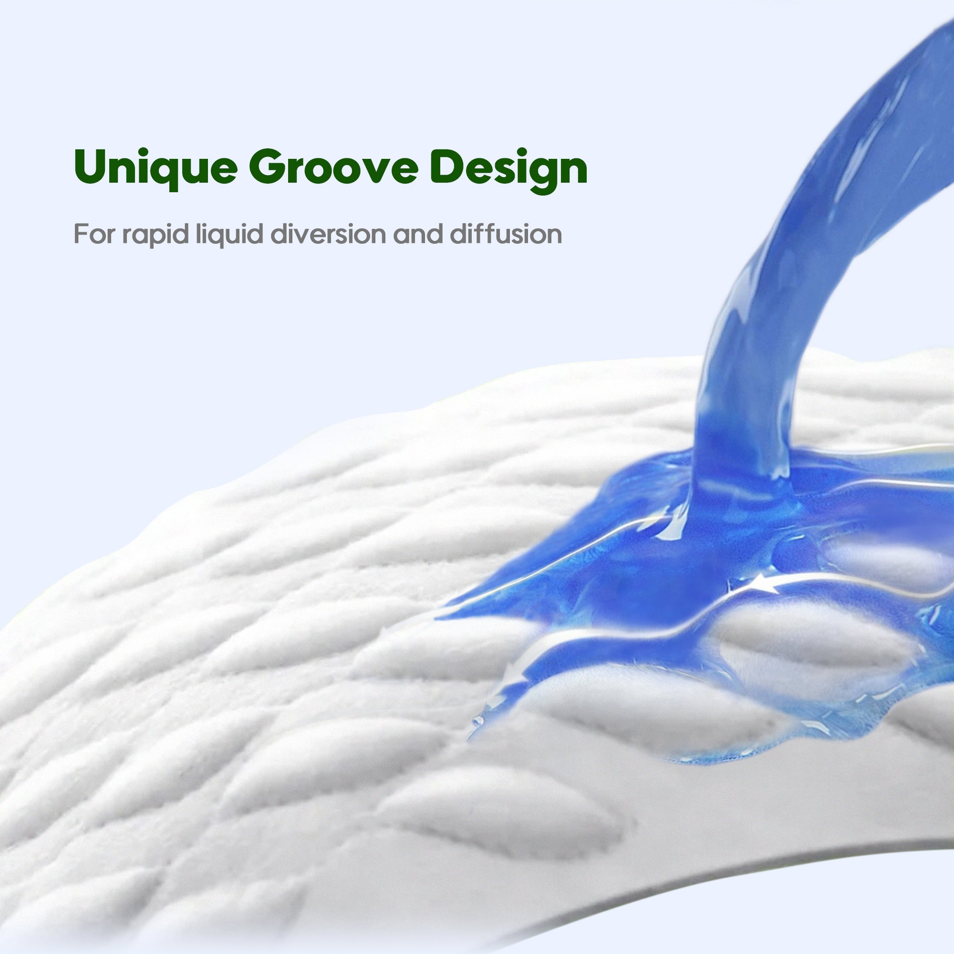 Unique groove design for fast fluid transfer and spreading.