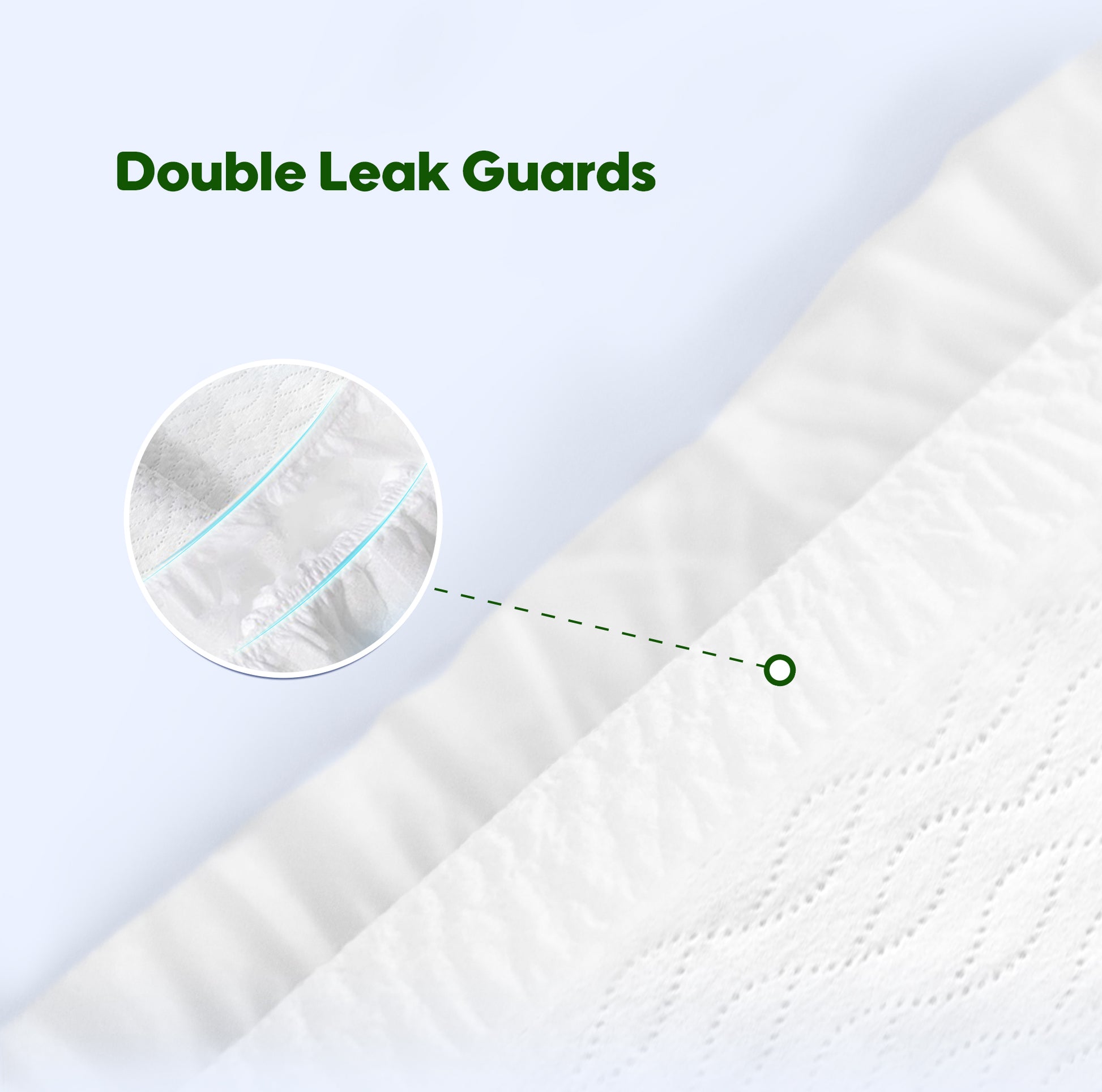 Leaf-shaped perforations allow for fast liquid penetration.