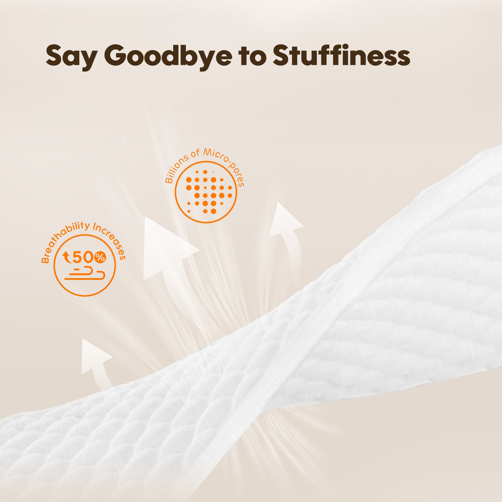 Detailed view of the DualCore™ Absorbent Technology in these pull-up nappies. This layer provides 50% increased absorbency, keeping the baby dry all night.