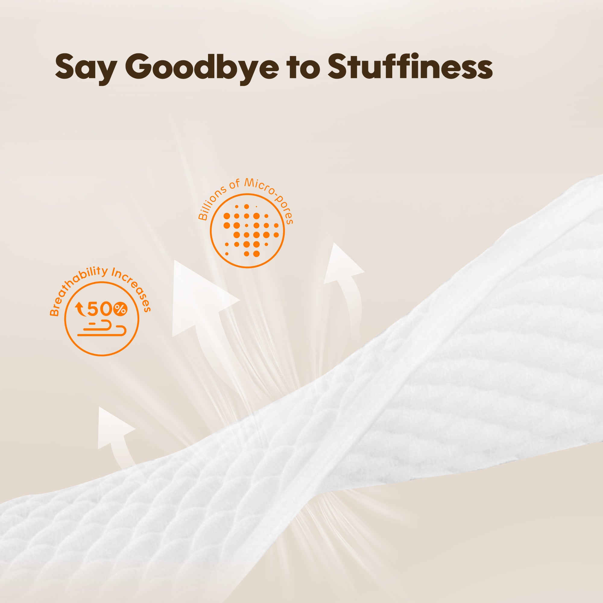 Detailed view of the DualCore™ Absorbent Technology in these pull-up nappies. This layer provides 50% increased absorbency, keeping the baby dry all night.